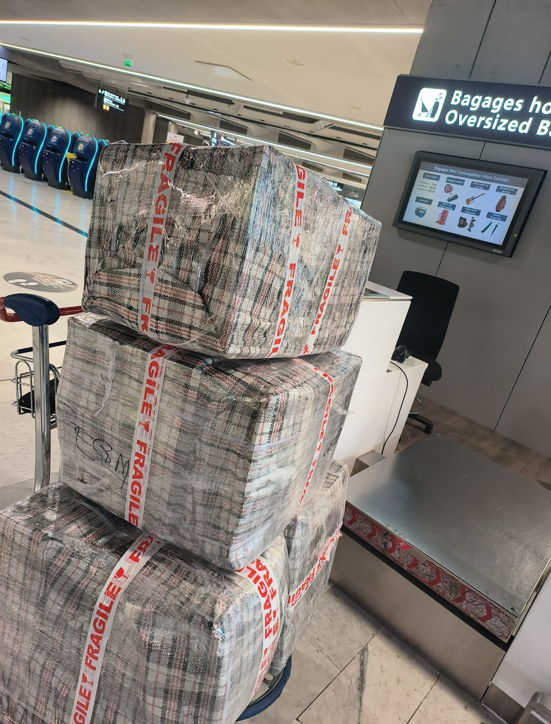 Bagages EGM préparés pour expédition aérienne Europe-Cameroun